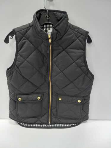 J.Crew Quilted Pattern Full Zip Black Puffer Vest 