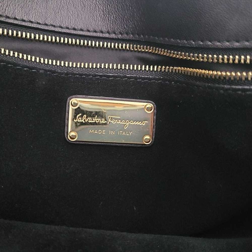 Salvatore Ferragamo Bag Black Leather Satchel Dou… - image 10