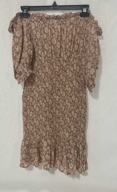 NWT Lily Rose Womens Brown White Floral Smocked Of