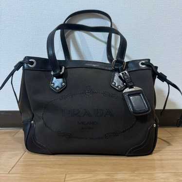 PRADA logo jacquard tote bag