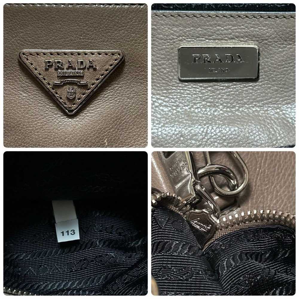 e62 PRADA Triangular Logo Grey Leather 2way Shoul… - image 10