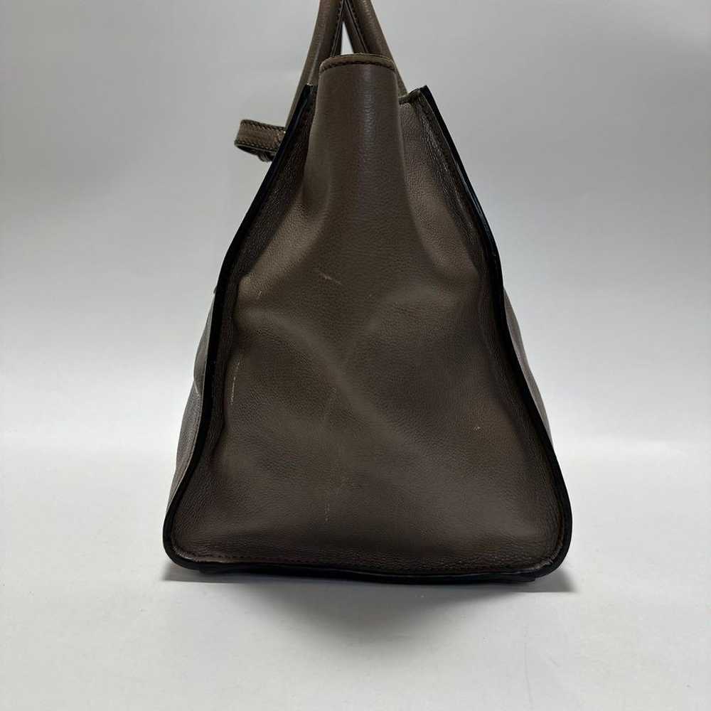 e62 PRADA Triangular Logo Grey Leather 2way Shoul… - image 4