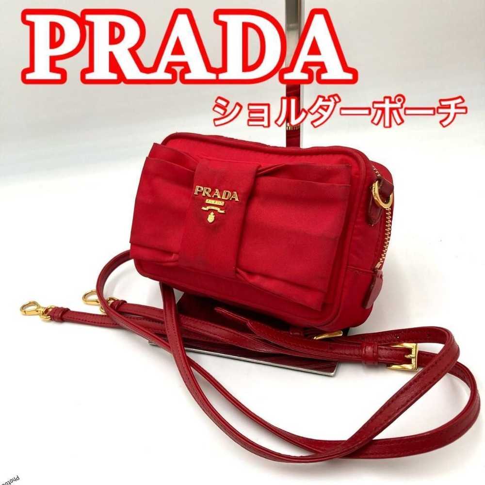 PRADA Shoulder Pouch Nylon Red Logo Ribbon 0926 - image 1