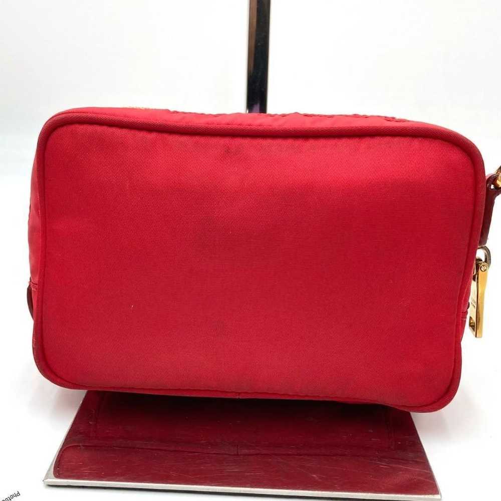 PRADA Shoulder Pouch Nylon Red Logo Ribbon 0926 - image 2