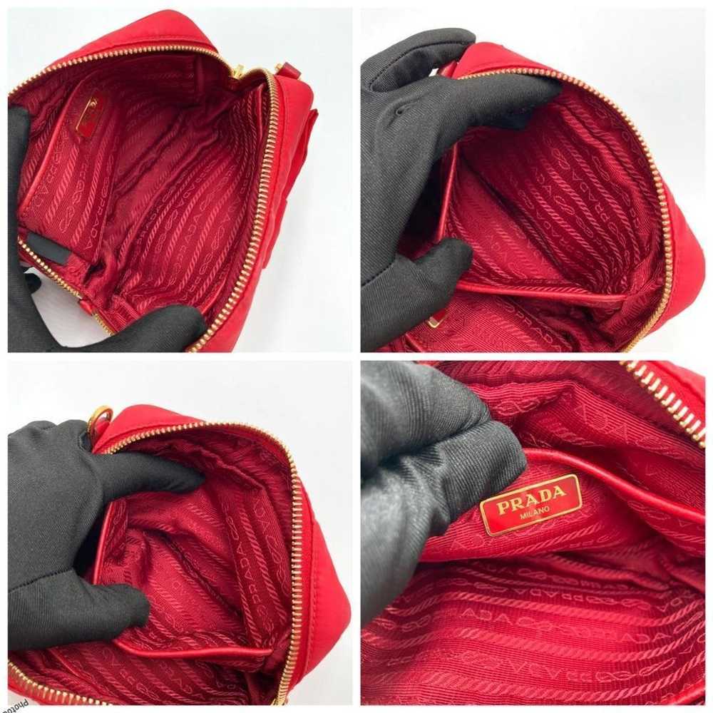 PRADA Shoulder Pouch Nylon Red Logo Ribbon 0926 - image 5