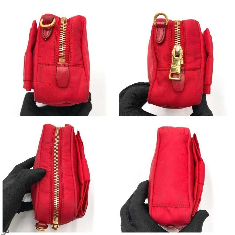 PRADA Shoulder Pouch Nylon Red Logo Ribbon 0926 - image 9