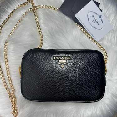 Prada Vitello Pouch Shoulder Bag with Chain Should