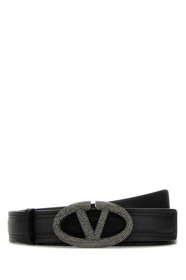 Valentino Garavani Black Leather Vlogo Belt