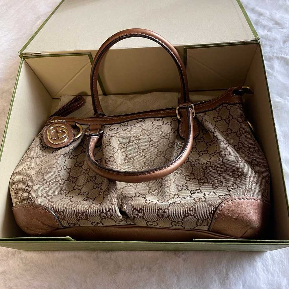 Gucci Sukey Chestnut Handbag Authentic - image 10