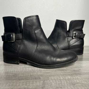 Leather Black Boots Booties Crown Vintage Shoes S… - image 1