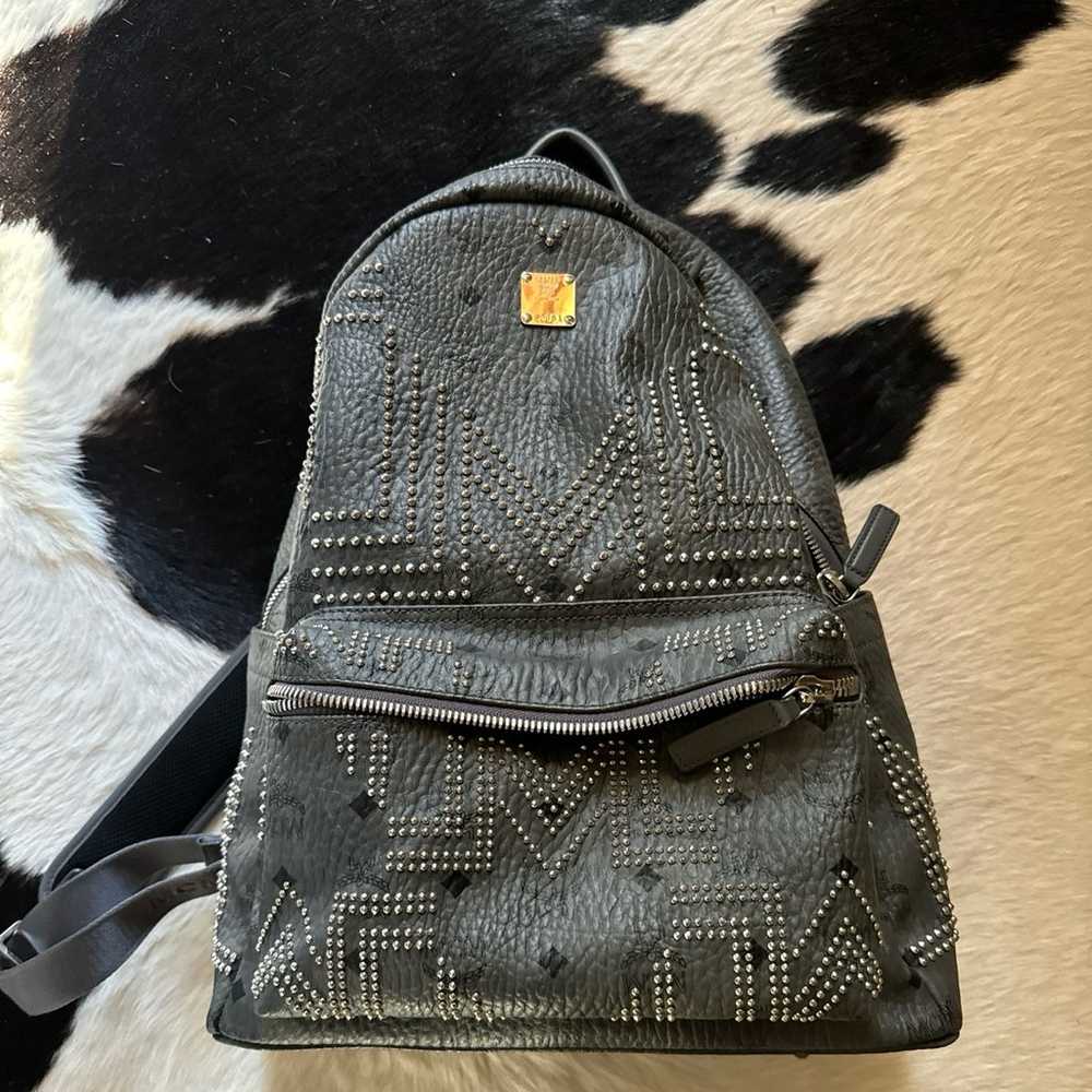 MCM Backpack - mcm rhinestones backpack - grey ba… - image 1