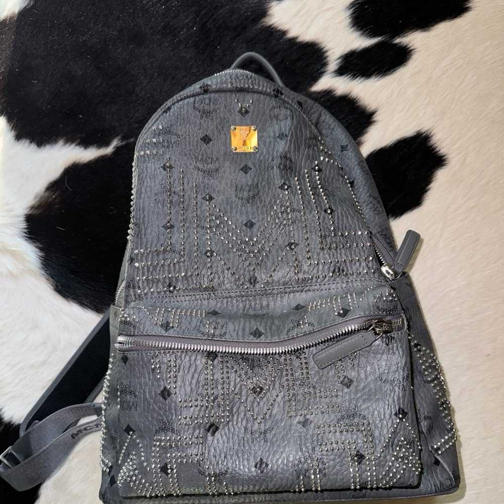 MCM Backpack - mcm rhinestones backpack - grey ba… - image 2