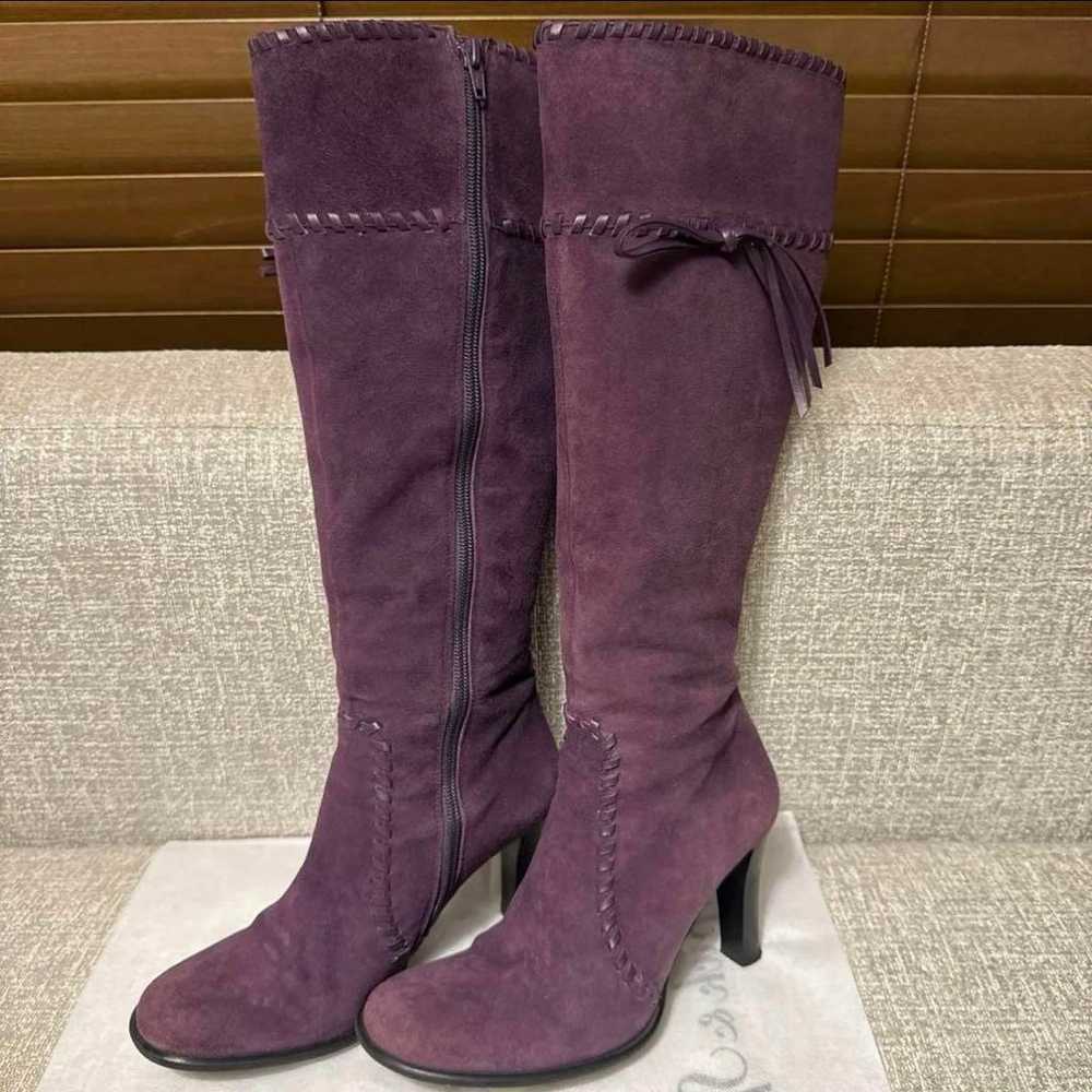 BENETTON Long Boots Suede Purple Size 37 - image 1