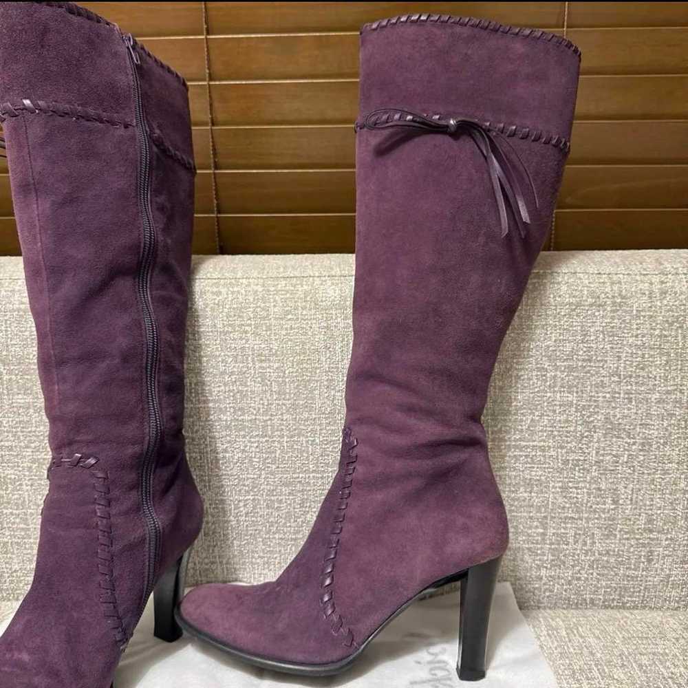 BENETTON Long Boots Suede Purple Size 37 - image 2