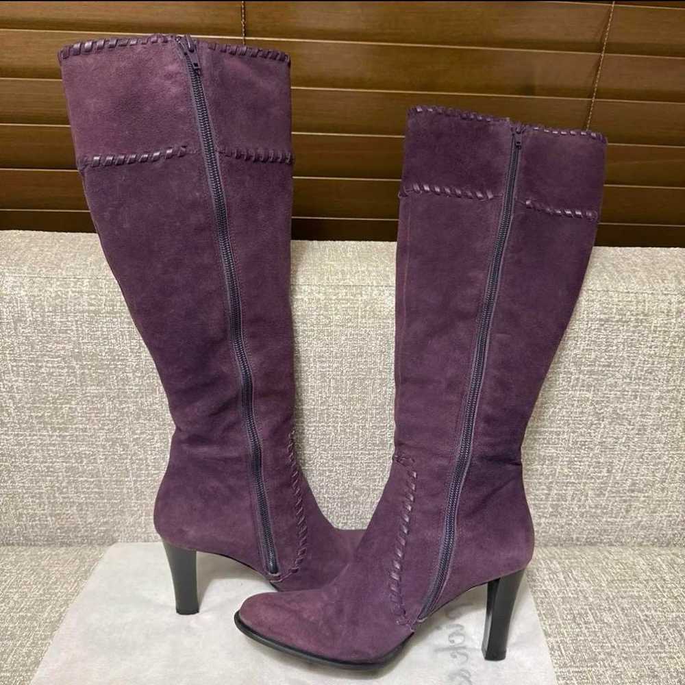 BENETTON Long Boots Suede Purple Size 37 - image 4