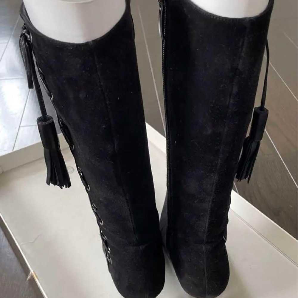 Long boots, black, suede, UNTITLED, 22.5 cm. - image 3