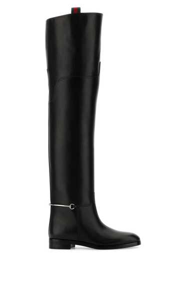 Gucci Black Leather Over-The-Knee Boots