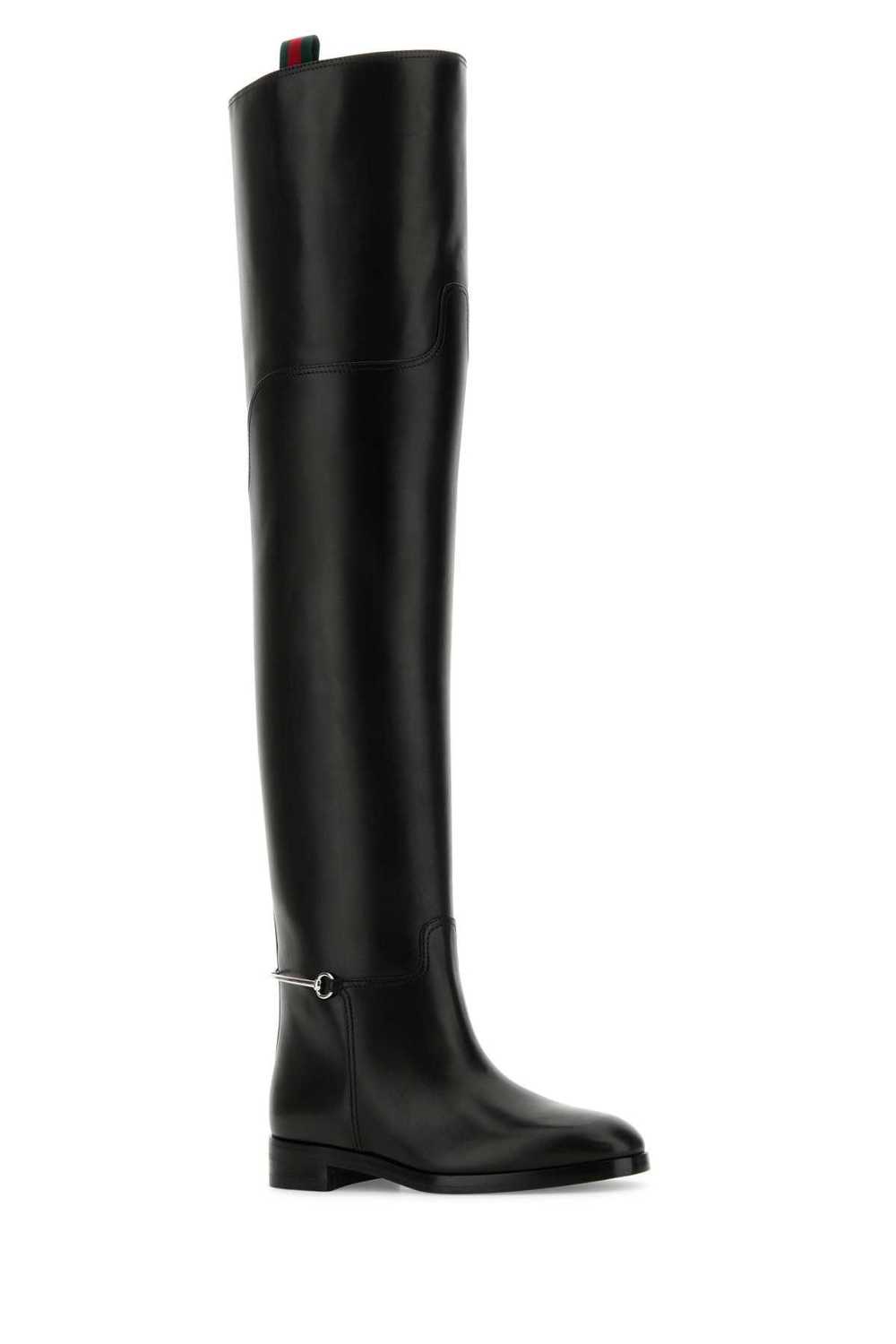 Gucci Black Leather Over-The-Knee Boots - image 2