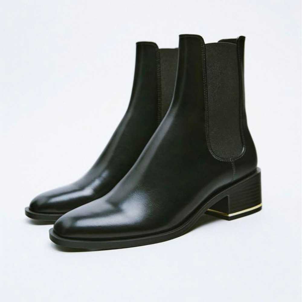 Flat ankle boots, black, side gore boots, Chelsea… - image 2