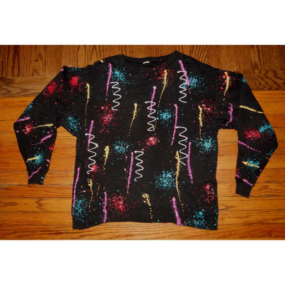 Unbrnd VTG Color Paint Splatter Al Over Print Cre… - image 1