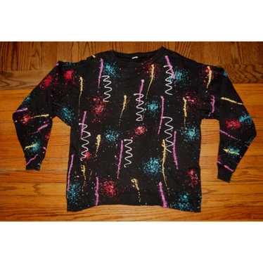 Unbrnd VTG Color Paint Splatter Al Over Print Cre… - image 1