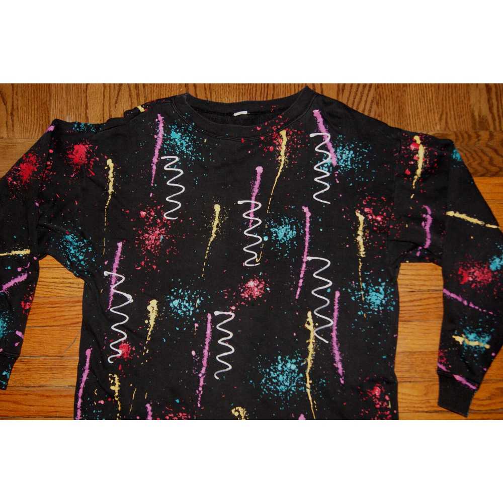 Unbrnd VTG Color Paint Splatter Al Over Print Cre… - image 2