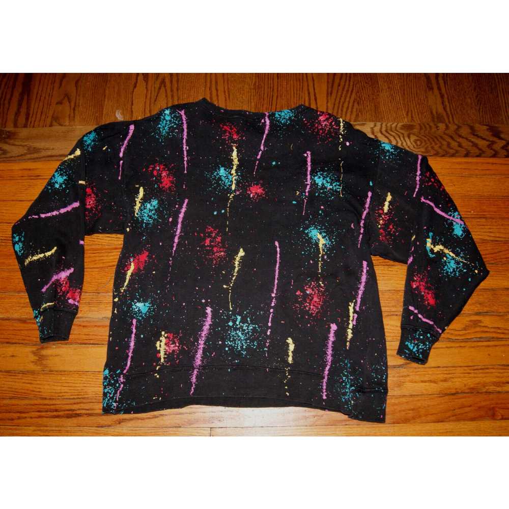 Unbrnd VTG Color Paint Splatter Al Over Print Cre… - image 4