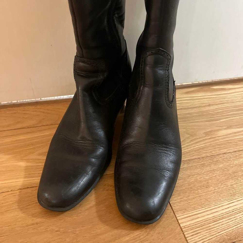 Black Leather Long Boots with Mid Heel size 23.0 - image 2