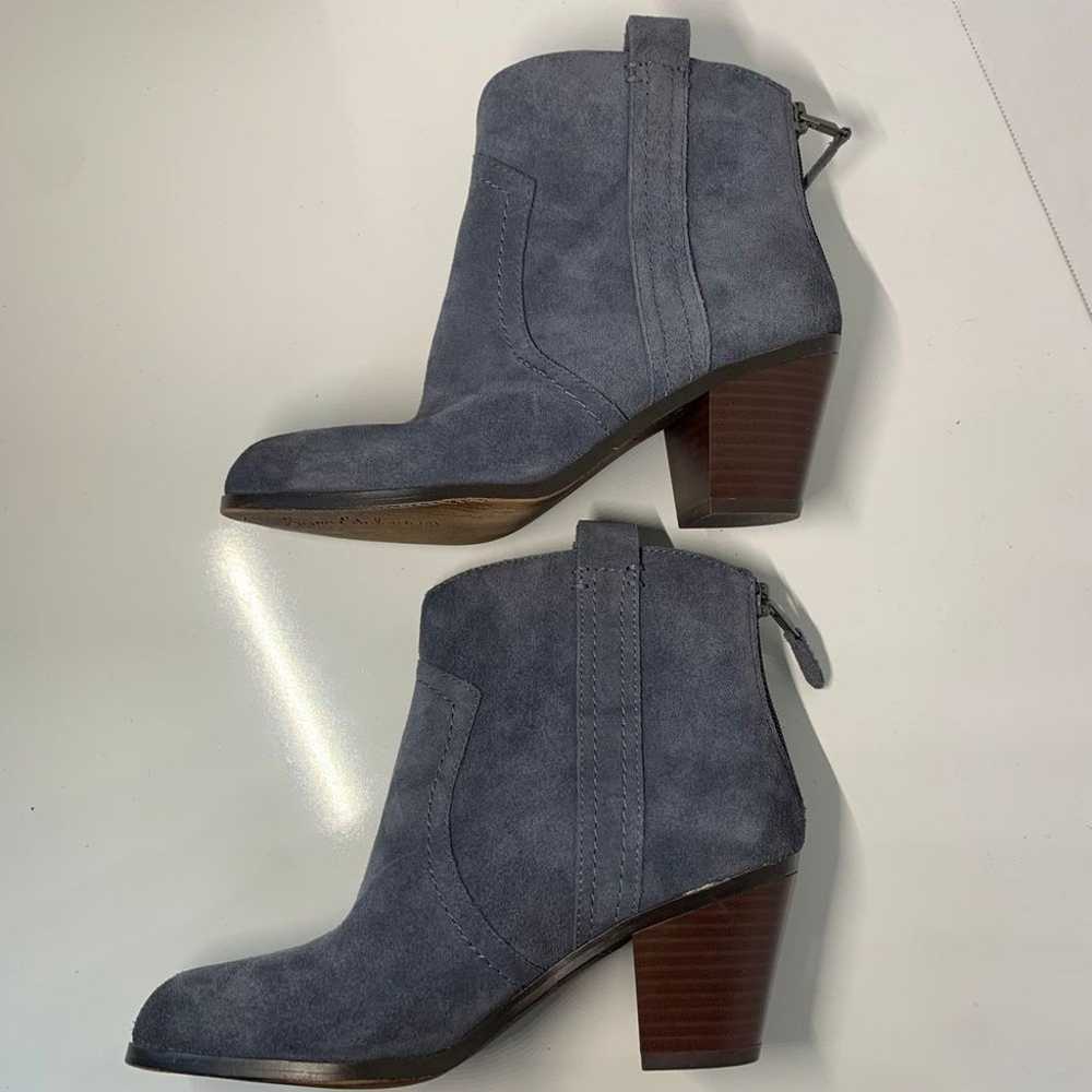 Sam Edelman Grey/Blue Suede Ankle Booties Size 6 - image 4