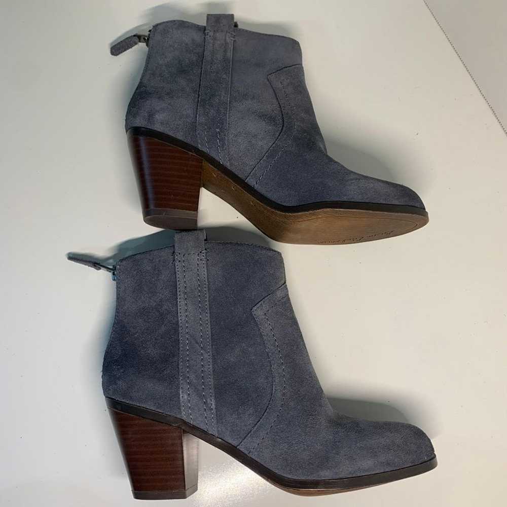 Sam Edelman Grey/Blue Suede Ankle Booties Size 6 - image 5