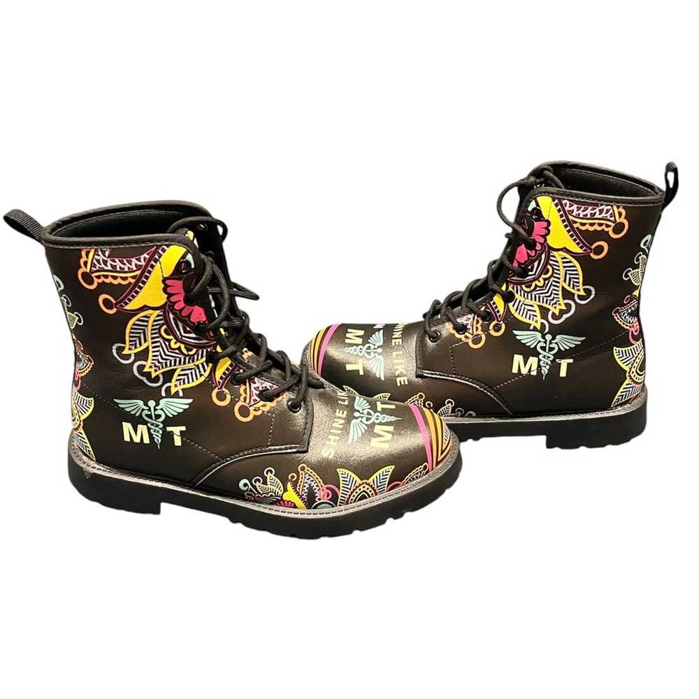 Doc Martin like designer combat style boots size 9 - image 5