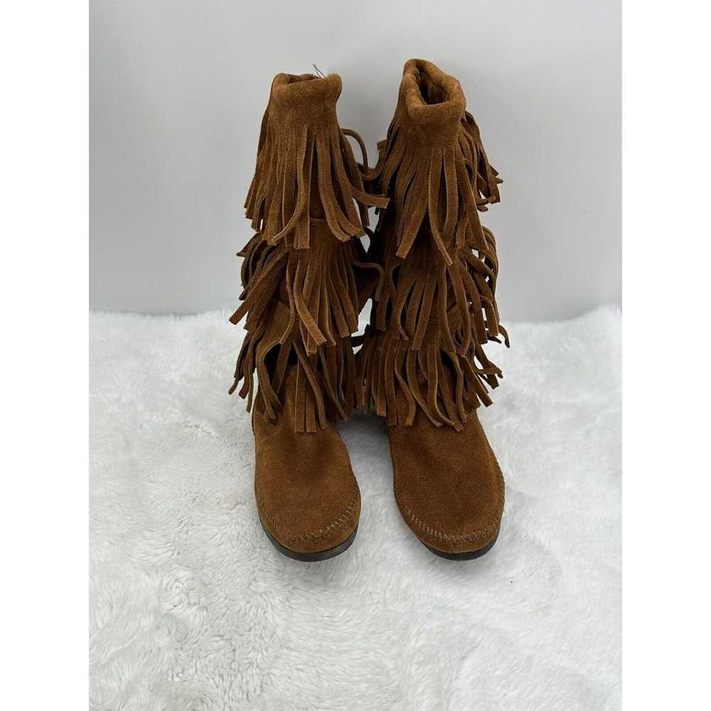 MINNETONKA 3-Layer Fringe Moccasin Mid-Calf High … - image 5