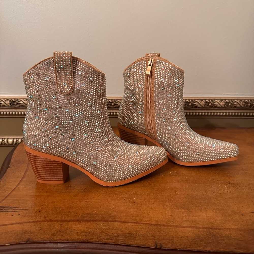 Nude Rhinestone Booties - image 1