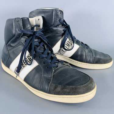 Other Navy White Perforated Leather High Top Sneak