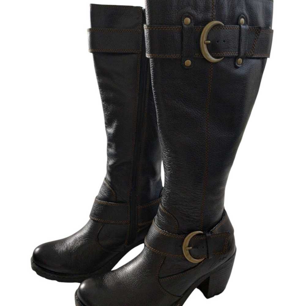 Born B.O.C Concepts Tall Black Leather Chunky Hee… - image 1