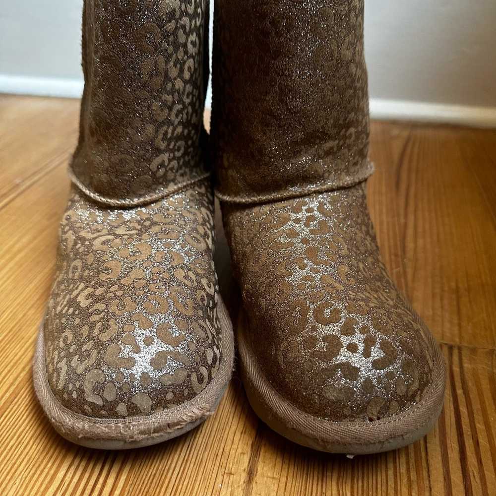 Ugg brown suede cheetah metallic calf boots SIZE 6 - image 2