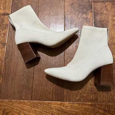 Steven New York Cream ribbed Neta stacked heel so… - image 1