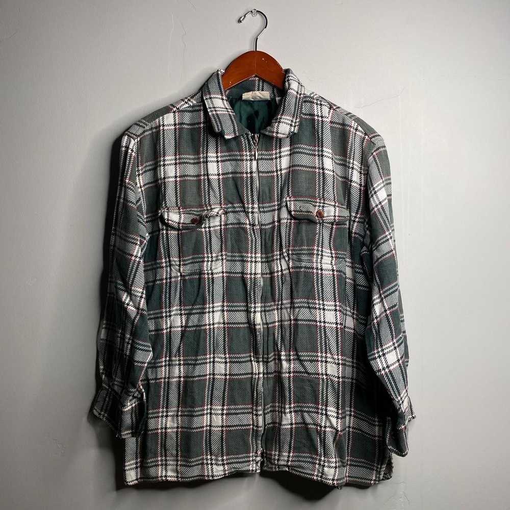 Faded Glory 90s Vintage Green And White Shirt Siz… - image 1