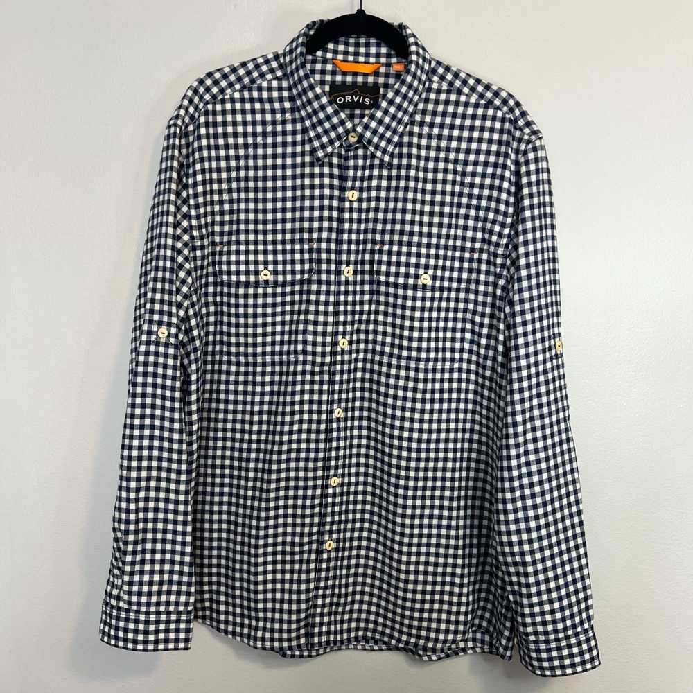 Orvis Orvis Plaid Button-Up Blue/White Flannel Sh… - image 1