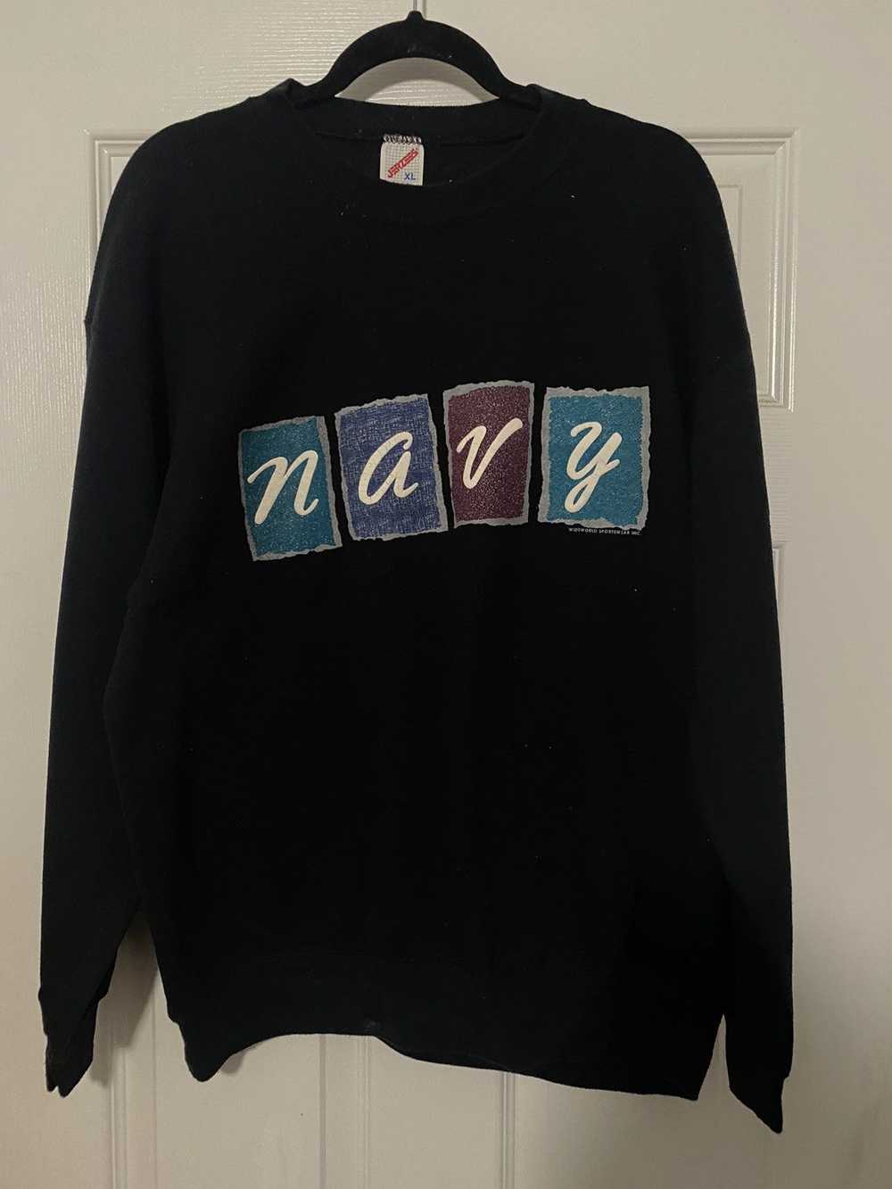 Jerzees × Vintage Vintage Navy Crewneck - image 1