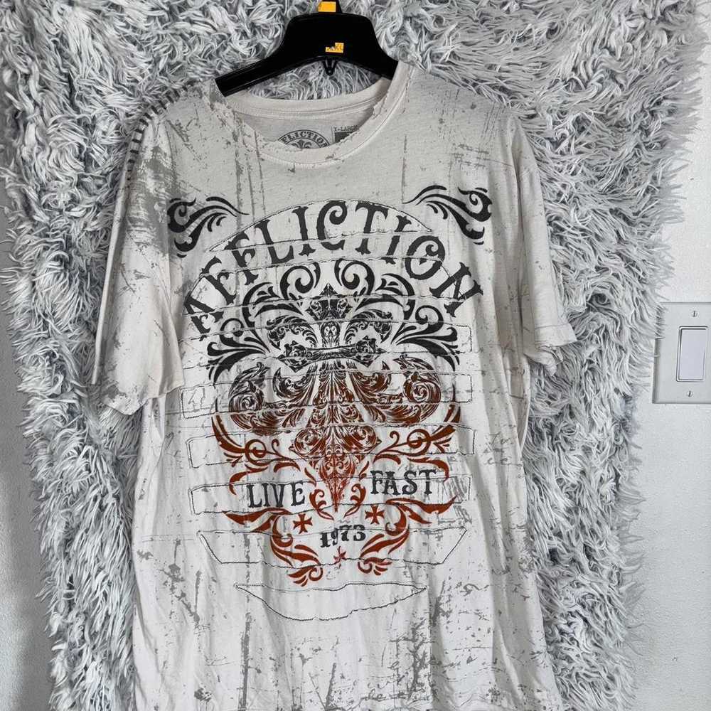 Affliction Affliction white and grey t-shirt men'… - image 1