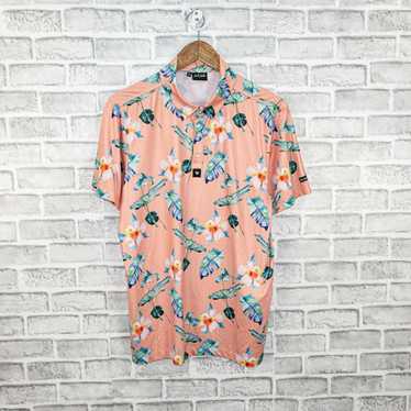 Designer Bad Birdie Short Sleeve Golf Polo Peach … - image 1