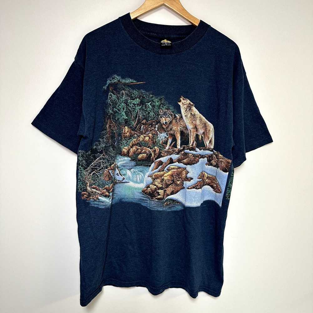 Vintage Vintage Wolf Shirt 90s Habitat AOP T-Shir… - image 1