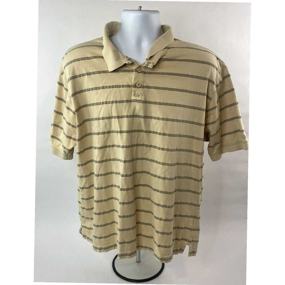 Vintage Yellow Striped Short Sleeve Mens Extra La… - image 1