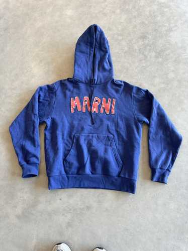 Marni Marni Cutout Hooded Sweatshirt Blue Red Grey