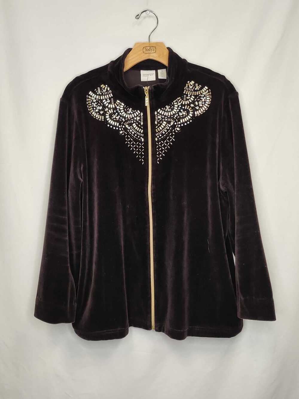 Chicos Velvet Beaded Jacket - image 1