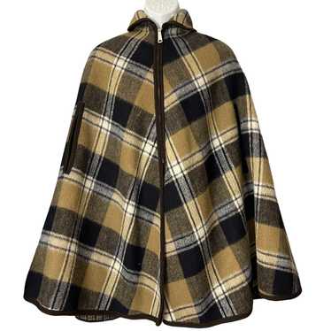 High quality Vintage Camel and Plaid reversible cape poncho jacket