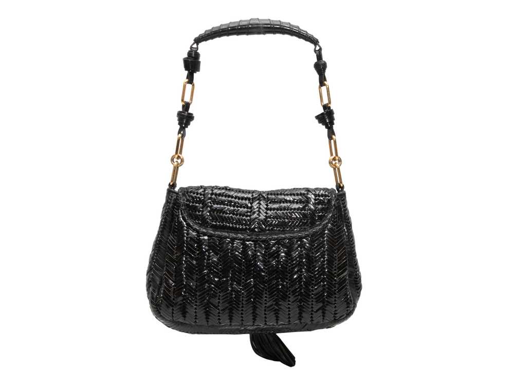 Black Anya Hindmarch Woven Patent Leather Shoulde… - image 3