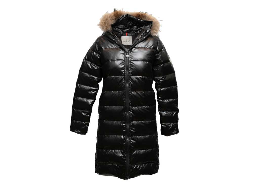 Black Moncler Fur-Trimmed Hooded Down Puffer Coat… - image 1