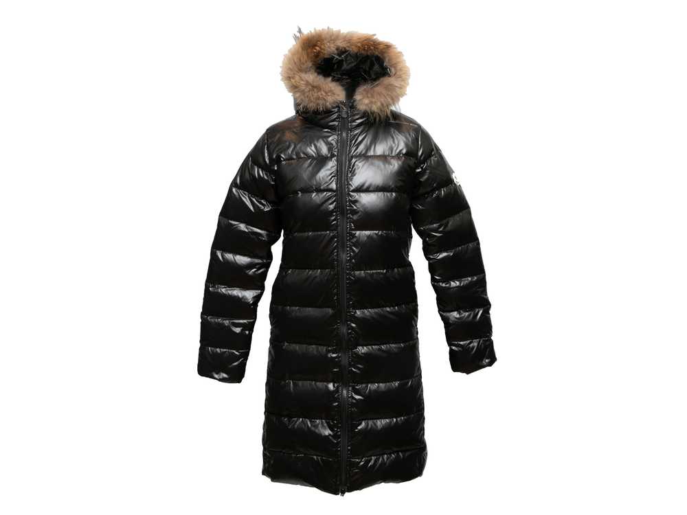 Black Moncler Fur-Trimmed Hooded Down Puffer Coat… - image 2